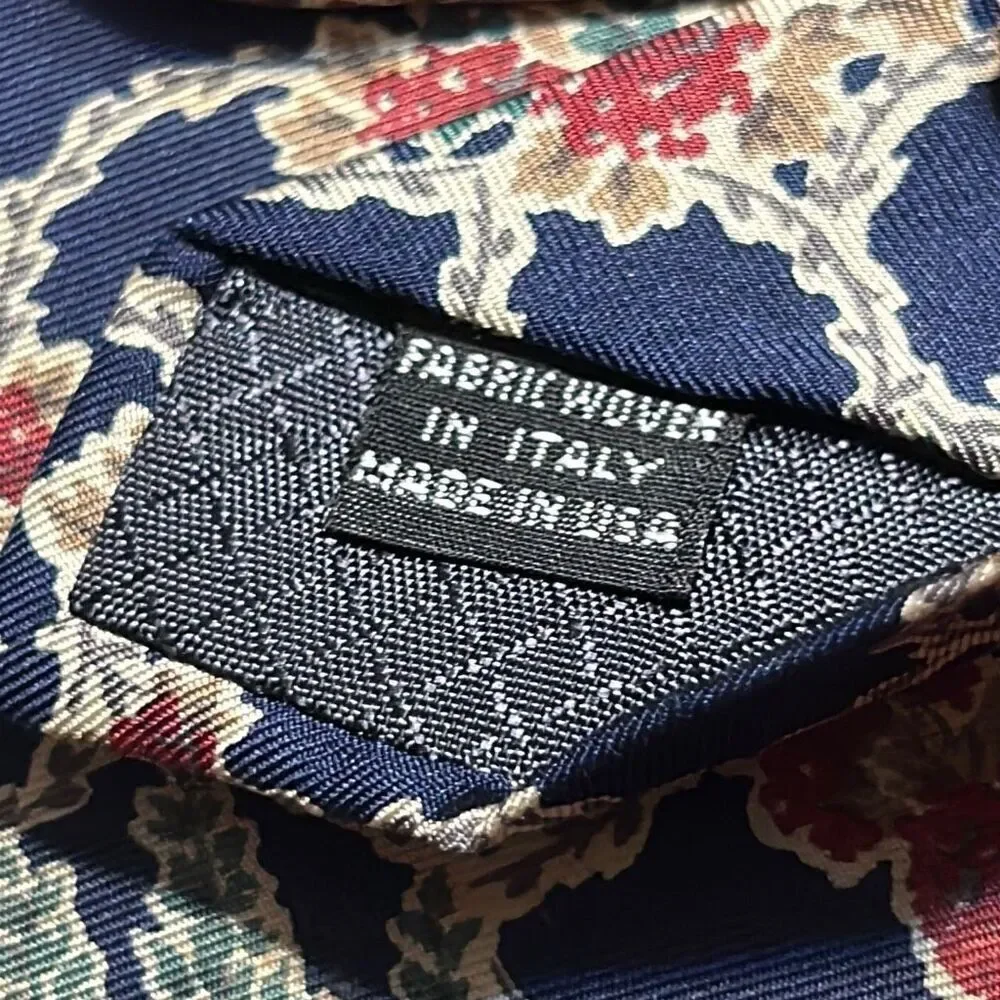 Christian Dior‎ Monsieur Navy Blue Floral Print Necktie - Men's Business